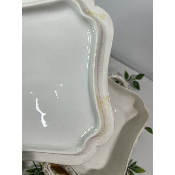 Antique H&C Limoges France Porcelain Covered Vegetable Tureen Dish Floral Design - Picture 11 of 16